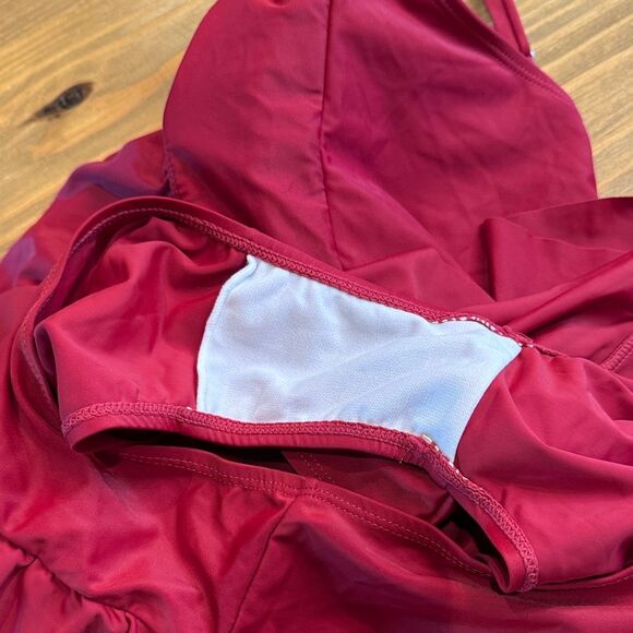 NWOT Womens Vintage Ruched Padded Tummy Control One Piece Swimsuits Swimdress XL - Picture 9 of 11